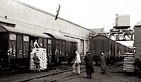 Entladetätigkeiten am Güterbahnhof Regensburg 1950er Jahre