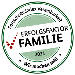 Zertifikat Fortschrittsindex Vereinbarkeit des Erfolgsfaktor Familie 2021 - Wir machen mit