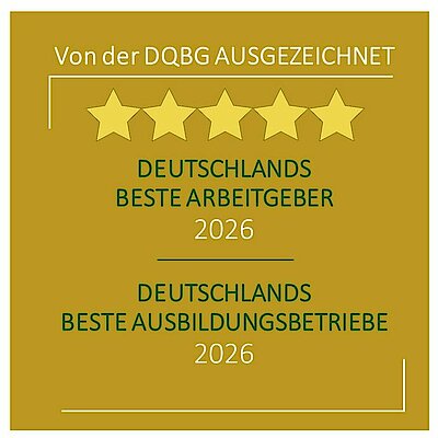 Auszeichnung der Deutschen Qualitäts- und Bewertungsgesellschaft: Deutschlands beste Ausbildungsbetriebe und Deutschlands beste Arbeitgeber 2026