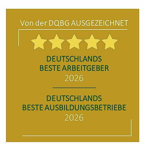 Auszeichnung der Deutschen Qualitäts- und Bewertungsgesellschaft: Deutschlands beste Ausbildungsbetriebe und Deutschlands beste Arbeitgeber 2026